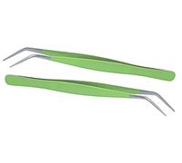 HADIZ Stainless Steel Garden Tweezer Two Piece Set with Curved Tip Tweezers for Cactus and Succulents Gardening(Curved)