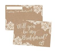 Hadley Designs 15 Will You Be My Bridesmaid Cards Kraft Lace, I Can't Say I Do Without You, Rustic Bridesmaids Proposal Note For Gifts, Blank Ask To Be Your Bridesmaids Invitations Set