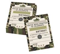 Hadley Designs 25 Army Birthday Invitations for Boys - Camo Birthday Invitations & Call of Duty Party Invitation Cards, Premium Military Invites
