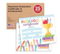 Hadley Designs 25 Colorful Preschool Graduation Certificates-Pre Kindergarten Diploma Certificate of Achievement, Preschool Certificate, Pre Graduation Certificates for Kids