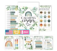 Hadley Designs 8 Greenery Calming Corner Classroom Posters Preschool Classroom Decorations For Preschool Teachers, Feelings Chart For Kids Educational Posters For Classroom