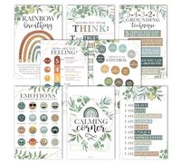 Hadley Designs 8 Greenery Calming Corner Classroom Posters Preschool Classroom Decorations For Preschool Teachers, Feelings Chart For Kids Educational Posters For Classroom