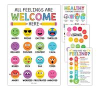 Hadley Designs Feelings Chart For Kids Ages 4-8 - Emotions Chart For Toddlers 3-5, Counseling Feelings Posters For Classroom Calming Corner, Social Emotional Learning Posters, Colorful Classroom Decor