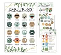 Hadley Designs Feelings Chart For Kids Ages 4-8 - Emotions Chart For Toddlers 3-5, Counseling Feelings Posters For Classroom Calming Corner, Social Emotional Learning Posters, Greenery Classroom Decor