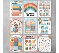 Hadley Designs Spanish Classroom Decorations - Spanish Classroom Must Haves, Books Of The Bible Poster, Bible Posters For Kids, Cuadros Cristianos En Español, Retro Textos Biblicos Español Para Pared