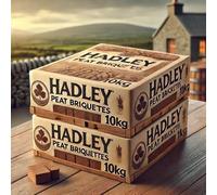 Hadley Peat Briquettes 10KG by Hadley - Long-Lasting, High-Heat Fuel for Fires & Stoves - 2 Packs