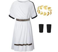 HADOLLWELL Greece Robe Costume for Kids Ancient Greece Rome Mythos Philosopher Senate Holaween Cosplay 7-8 Years White