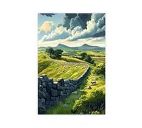 Hadrian’s Wall with Grazing Sheep And Rugged Moorland Canvas Poster Bedroom Decor Landscape Office Room Decor Gift 24" L X 36" W