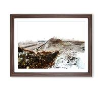 Hadrian's Wall In Cumbria In Abstract Modern Art Framed Print | A4 Walnut Framed Wall Art | Ready to Hang | Abstract Fantasy Picture | Living Room Bedroom Lounge Office