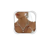 Hadskiss Wedding Jewelry Sets for Bride Bridesmaid, Party Prom Jewelry for Women, Necklace Dangle Earrings Bracelet Set with White Austrian Crystal, Crystal, Crystal