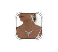 Hadskiss Wedding Jewelry Sets for Bride Bridesmaid, Party Prom Jewelry for Women, Necklace Dangle Earrings Bracelet Set with White Austrian Crystal, Crystal, Crystal
