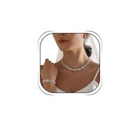 Hadskiss Wedding Jewelry Sets for Bride Bridesmaid, Party Prom Jewelry for Women, Necklace Dangle Earrings Bracelet Set with White Austrian Crystal, Crystal, Crystal