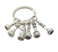 HADWAO Chess Queen Horse Elephant Pawn Key Chain Stainless Steel Keyring International Chess Pendant Silver Color KeyRing