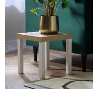 Hadwell Matt White & Natural Oak Effect Side Table (H)35Cm (W)35Cm