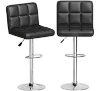 Hadwin Bar Stools Set of 2 Breakfast Dining Stools for Kitchens with Soft Padded Leather, Chrome Steel Footrest & Base, 360° Swivel Height Adjustable, White