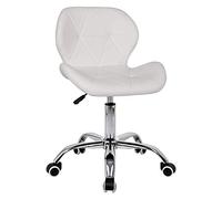 Hadwin Modern PU Leather Swivel Office Chair, Height Adjustable Padded Armless Desk Chair with Wheels for Home Office, White
