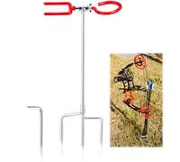 Hadwoer Portable Bow Stand for Recurve & Compound Bows, Heavy-Duty Bow Stake with Triangle Support and Arrow Holder Ring