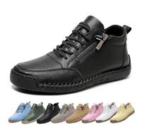 Hadyn Orthopedic Shoes, Handmade Leather Comfy Sneakers, Non-Slip Fashionable, for Both Men and Women (Black,7)