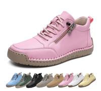 Hadyn Orthopedic Shoes, Handmade Leather Comfy Sneakers, Non-Slip Fashionable, for Both Men and Women (Pink,7)