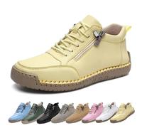 Hadyn Orthopedic Shoes, Handmade Leather Comfy Sneakers, Non-Slip Fashionable, for Both Men and Women (Yellow,7)