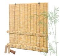 HaeBnug Bamboo Shades for Windows, Outdoor Blackout Shade Bamboo Blinds For Patio Roll Up 36 48 90 100 120 150 160 180cm Made To Measure Natural Retro Bamboo Roll up for Garden/Kitchen/Balcony