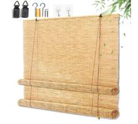 HaeBnug Blackout Bamboo Blinds, Outdoor Bamboo Roll-up Shades, Roller Shades, Natural Roman Roller Blinds 70 80 90 100 110 120 130 160 170 180cm Wide ReedCurtain Retro Bamboo Roll Up for Patio