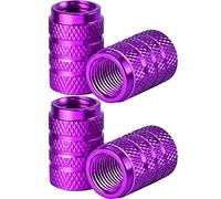 Haedot® 4PCS Alloy Tyre Valve Caps, Car Tyre Cap Valve Caps, Universal Stem Dust Covers for SUV, Cars, Bike, Motorcycles, Trucks, Heavy-Duty, Airtight Seal, Screw-On, Easy to Operation(Purple)
