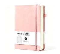 Haedot A5 Journal Notebook, 200 Pages Hardback Lined Notebook, Thick Leather Journal for Women, Notepad for Office School Travel (Pink)