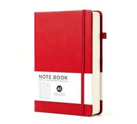 Haedot A5 Journal Notebook, 200 Pages Hardback Lined Notebook, Thick Leather Journal for Women, Notepad for Office School Travel (Red)