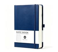 Haedot A5 Journal Notebook, 200 Pages Hardback Lined Notebook, Thick Leather Journal for Women, Notepad for Office School Travel (Blue)
