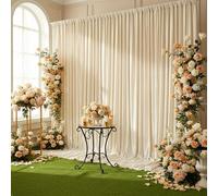 HAEFOO Beige Backdrop Curtain - 40x10FT Back Drop Curtains for Parties Wrinkle-Free Soft Polyester Photo Backdrop Wedding Decorations Photoground Backdrop Stain-Resistant for Back Drop Stand, 8 Panels