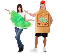 HAEFOO Couples Halloween Costume Funny Costumes for Adults Tequila and Lime Costume Adult Free Size Womens and Mens Funny Food Costume for Halloween Parties