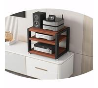 HAEKEBC 3 Tier Desktop Amplifier HiFi Rack AV Media Stand Wood Shelf Stereo Rack Corner Audio Tower Office Entertainment Stereo Component Cabinet(Teak,3 Tier)