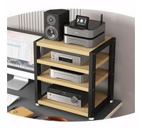 HAEKEBC 3 Tier Desktop Amplifier HiFi Rack AV Media Stand Wood Shelf Stereo Rack Corner Audio Tower Office Entertainment Stereo Component Cabinet(Light walnut,4 Tier)