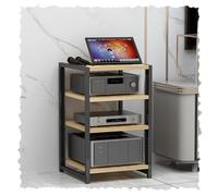 HAEKEBC 4/5/6 Tier Media Storage Cabinet Adjustable AV Media Stand Wooden Shelves Stereo Rack AV Cabinet Audio Video Components Cabinet Home Corner Media Center(Natural,60cm-23.6in)