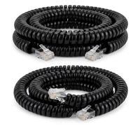 Haelyze 2PCS Uncoiled Telephone Handset Cable - Length 1.2 to 10 Feet | Anti-Tangle Landline Phone Cord Coiled RJ9 Plug to RJ9 Plug Extension Landline Wire with 4P4C Connectors for Office Home