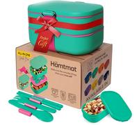 HÄMTMAT Adult Bento Box Lunch Container with Compartments for Work & Meal Prep, Set of Utensil & Chopsticks, Microwave & Dishwasher Safe, Leakproof Reusable Japanese Food Storage
