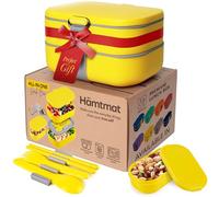 HÄMTMAT Adult Bento Box Lunch Container with Compartments for Work & Meal Prep, Set of Utensil & Chopsticks, Microwave & Dishwasher Safe, Leakproof Reusable Japanese Food Storage