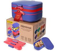 HÄMTMAT Adult Bento Box Lunch Container with Compartments for Work & Meal Prep, Set of Utensil & Chopsticks, Microwave & Dishwasher Safe, Leakproof Reusable Japanese Food Storage