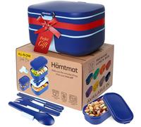 HÄMTMAT Adult Bento Box Lunch Container with Compartments for Work & Meal Prep, Set of Utensil & Chopsticks, Microwave & Dishwasher Safe, Leakproof Reusable Japanese Food Storage