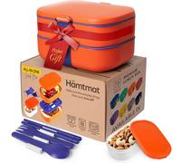 HÄMTMAT Adult Bento Box Lunch Container with Compartments for Work & Meal Prep, Set of Utensil & Chopsticks, Microwave & Dishwasher Safe, Leakproof Reusable Japanese Food Storage