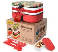 HÄMTMAT Adult Bento Box Lunch Container with Compartments for Work & Meal Prep, Set of Utensil & Chopsticks, Microwave & Dishwasher Safe, Leakproof Reusable Japanese Food Storage