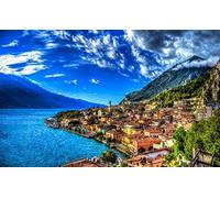 Haeran River Painting Summer Lake Garda Italian Landmarks Mountains Colour Talk Painting By Numbers Diy Unique Canvas Oil Painting Kit Digital Painting