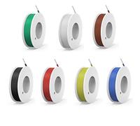 Haerkn 20 AWG Solid Wire Kit - Electrical Wire Cable, 7 Colors (Black, Red, Yellow, Green, Blue, White, Brown), 23ft Each, UL1007 Tinned Copper, for DIY & All Devices Requiring Electrical Wiring