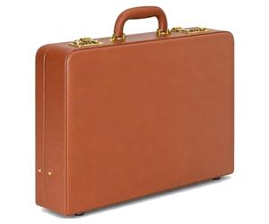 HAESTUS Briefcase for Men, Leather Attache Case with Lock, Hard Shell Business Briefcase, Fits 15.6-Inch Laptop, Brown - Dual Lock, Size Not Specified, Combination Lock