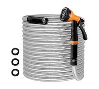 Haeteir Garden Hose 50 FT Flexible Metal Hose with 10 Function Nozzle, Kink Free, Lightweight, Durable, Crush Resistant Fitting, Easy to Coil, Puncture Proof Hose for Yard, Rv, 600 PSI 2025 New