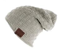 HaetFire Bluetooth Beanie Hat, Wireless Music Hat Headphone Headset Winter Warm Knit Running Cap with Stereo Speaker Mic Hands-Free for Men Women Girls Boys Outdoor Sports Gifts Light Gray
