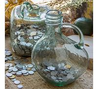 Haetingcare Hand Blown Glass Money Jar, Clear Glass Vase, Adult Piggy Bank for Storing Coins, Good as Table Decor and Centerpiece(Oval)