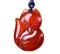 HAEUYA Jade Necklace Pendant,Jadeite Jade Pendant,Chinese Natural Green Chalcedony Agate Hand-Carved Fox Jade Pendant Fashion Men And Women Jade Jewelry Chalcedony Necklace(Red)