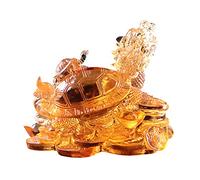 HAEUYA Ornament Sculpture,Home Decorations,Tabletop Decorations,Dragon Turtle Feng Shui Statue Colored Glaze Decoration, Liuli/Glass Animal Dragon Turtle Statue Wealth Prosperity Sculpture(Amber)